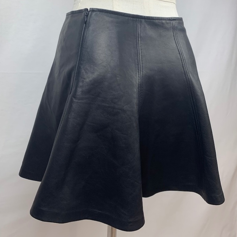 Polo Ralph Lauren A-Line Leather Mini Skater Skirt - Picture 5 of 8